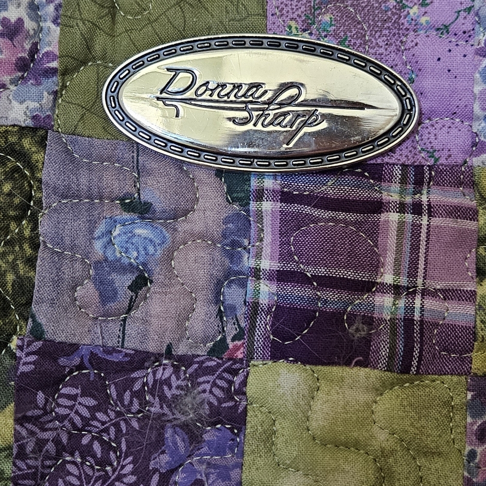 Donna Sharp Large Purpl & Green Patchwork Design … - image 3
